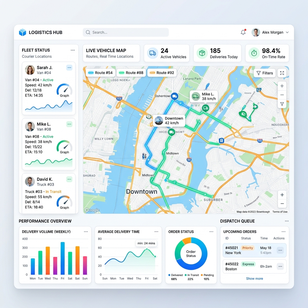 DeliveryCore Dashboard Mockup